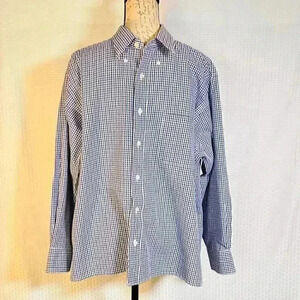 Chaps Men's Blue and White Check Button Down Dress Shirt Size 18 34/35 XXL